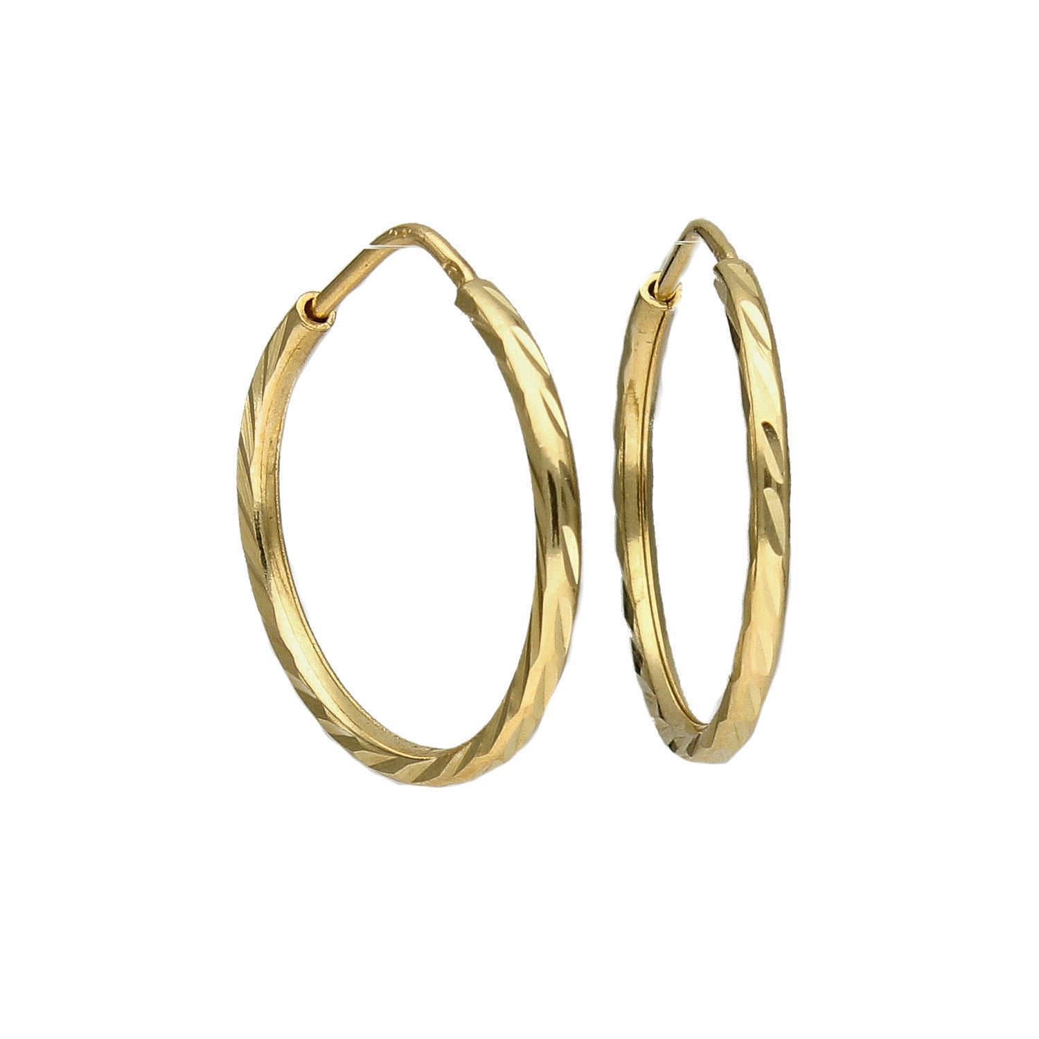 Złote kolczyki koła 585 grawerowane 2 cm KL 135H.jpg